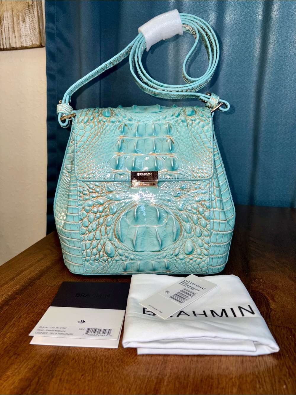 Brahmin NWOT Margo - Waterfall - 3 FULL EYES - Metallic - Gorgeous - Picture 16 of 16